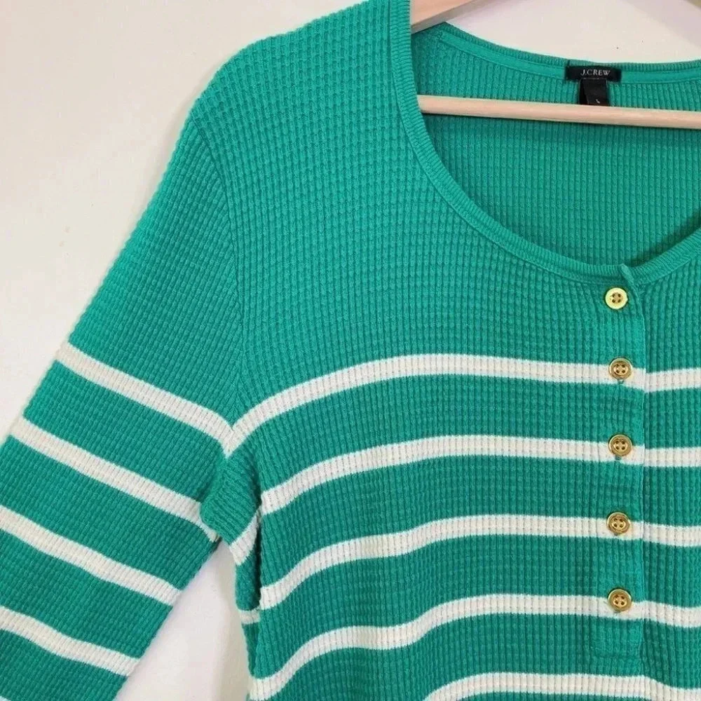 J.Crew Thermal Henley Striped Long Sleeve Top - Picture 6 of 12